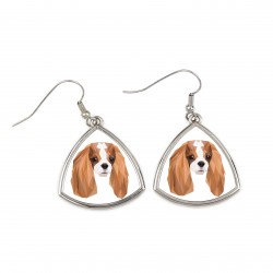 Earrings with a Cavalier King Charles Spaniel dog. A new collection with the geometric dog