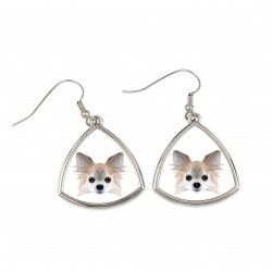 Earrings with a Chihuahua wirehaired dog. A new collection with the geometric dog