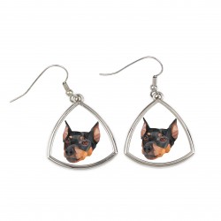 Earrings with a German Pinscher dog. A new collection with the geometric dog