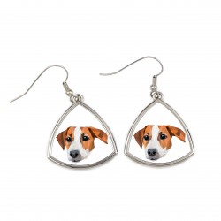 Boucles d'oreilles avec un chien Jack Russell Terrier. Une nouvelle collection avec le chien géométrique