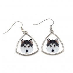 Earrings with a Siberian Husky dog. A new collection with the geometric dog