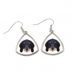 Earrings with a Dachshund wirehaired dog. A new collection with the geometric dog
