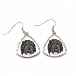 Boucles d'oreilles avec un chien Terrier noir de Russie. Une nouvelle collection avec le chien géométrique