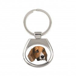 Llave colgante con un perro Beagle inglés. Una nueva colección con el perro geométrico