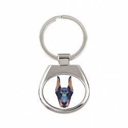 Key pendant with a Dobermann dog. A new collection with the geometric dog