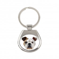 Key pendant with a English Bulldog dog. A new collection with the geometric dog