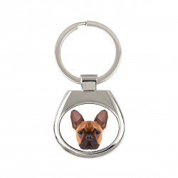 Key pendant with a French Bulldog dog. A new collection with the geometric dog