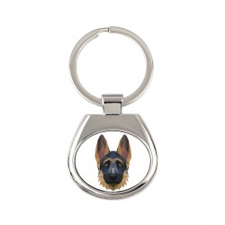 Key pendant with a German Shepherd dog. A new collection with the geometric dog