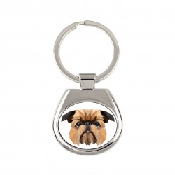 Key pendant with a Brussels Griffon dog. A new collection with the geometric dog