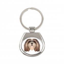 Key pendant with a Lhasa Apso dog. A new collection with the geometric dog