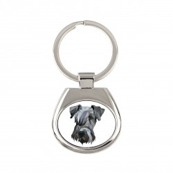 Key pendant with a Cesky Terrier dog. A new collection with the geometric dog