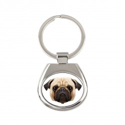 Key pendant with a Pug dog. A new collection with the geometric dog