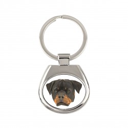 Key pendant with a Rottweiler dog. A new collection with the geometric dog