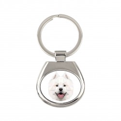 Key pendant with a Samoyed dog. A new collection with the geometric dog