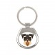 Key pendant with a Schnauzer dog. A new collection with the geometric dog