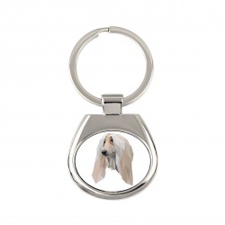 Key pendant with a Afghan Hound dog. A new collection with the geometric dog