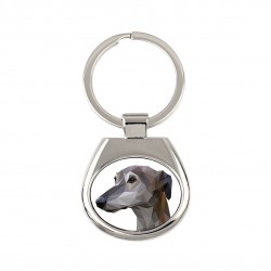 Key pendant with a Grey Hound dog. A new collection with the geometric dog