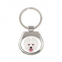 Key pendant with a Bichon Frise dog. A new collection with the geometric dog