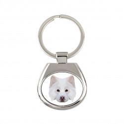 Key pendant with a Finnish Lapphund dog. A new collection with the geometric dog