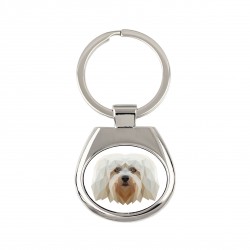 Key pendant with a Havanese dog. A new collection with the geometric dog