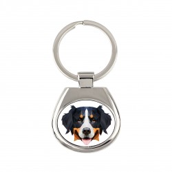 Key pendant with a Bernese Mountain Dog dog. A new collection with the geometric dog