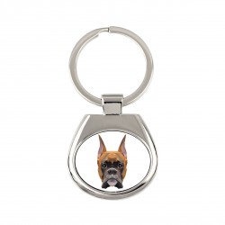 Key pendant with a Boxer cropped dog. A new collection with the geometric dog