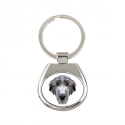 Pendentif clé avec un chien Lebrel escocés. Une nouvelle collection avec le chien géométrique