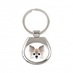 Key pendant with a Chihuahua 2 dog. A new collection with the geometric dog