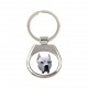 Key pendant with a Argentine Dogo dog. A new collection with the geometric dog
