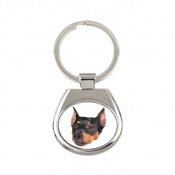 Key pendant with a German Pinscher dog. A new collection with the geometric dog