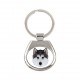 Pendentif clé avec un chien Husky sibérien. Une nouvelle collection avec le chien géométrique