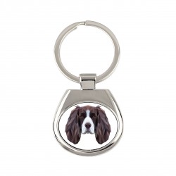 Key pendant with a English Springer Spaniel dog. A new collection with the geometric dog