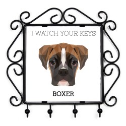 Un portachiavi con Boxer tedesco, guardo le tue chiavi. Una nuova collezione con il cane geometrico