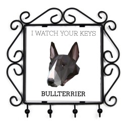 Wieszak na klucze z Bulterier I watch your keys Nowa kolekcja z geometrycznym psem
