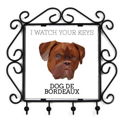 Schlüsselaufhänger mit Bordeauxdogge, I watch your keys. Neue Kollektion mit geometrischem Hund