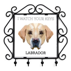 Schlüsselaufhänger mit Labrador Retriever, I watch your keys. Neue Kollektion mit geometrischem Hund