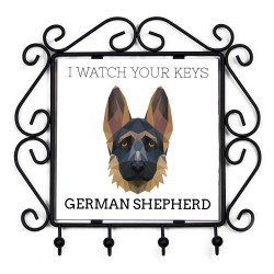 Schlüsselaufhänger mit Deutsche Schäferhund , I watch your keys. Neue Kollektion mit geometrischem Hund