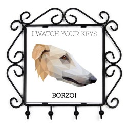 A key rack with Borzoi, I watch your keys. A new collection with the geometric dog