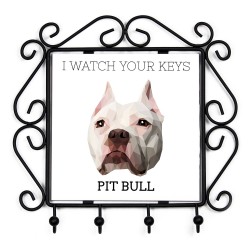 Schlüsselaufhänger mit American Pit Bull Terrier , I watch your keys. Neue Kollektion mit geometrischem Hund
