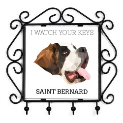 A key rack with Saint Bernard, I watch your keys. A new collection with the geometric dog