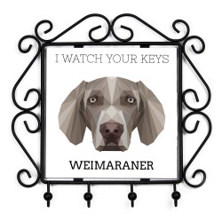 Schlüsselaufhänger mit Weimaraner, I watch your keys. Neue Kollektion mit geometrischem Hund