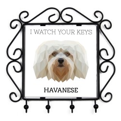 A key rack with Havanese, I watch your keys. A new collection with the geometric dog