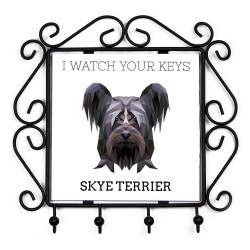 Un portachiavi con Skye Terrier, guardo le tue chiavi. Una nuova collezione con il cane geometrico