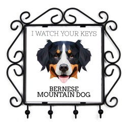 Schlüsselaufhänger mit Berner Sennenhund, I watch your keys. Neue Kollektion mit geometrischem Hund