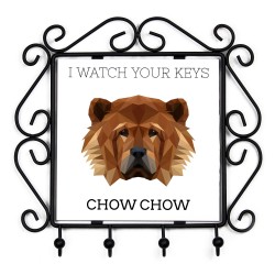 Un estante clave con Chow chow, veo tus llaves. Una nueva colección con el perro geométrico