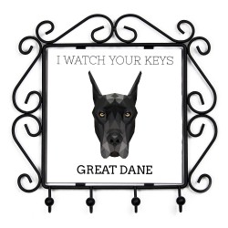 A key rack with Great Dane cropped, I watch your keys. A new collection with the geometric dog