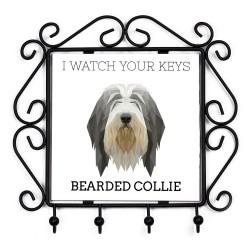 Wieszak na klucze z Bearded Collie, I watch your keys Nowa kolekcja z geometrycznym psem