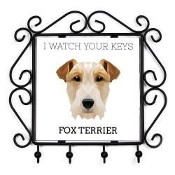 Un portachiavi con Fox Terrier, guardo le tue chiavi. Una nuova collezione con il cane geometrico