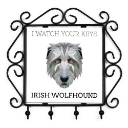 Schlüsselaufhänger mit Irische Wolfshund, I watch your keys. Neue Kollektion mit geometrischem Hund