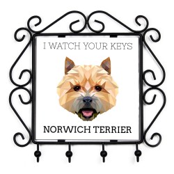 Un estante clave con Terrier de Norwich, veo tus llaves. Una nueva colección con el perro geométrico